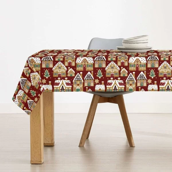 Stain-proof resined tablecloth Mauré Merry Christmas 140 x 140 cm
