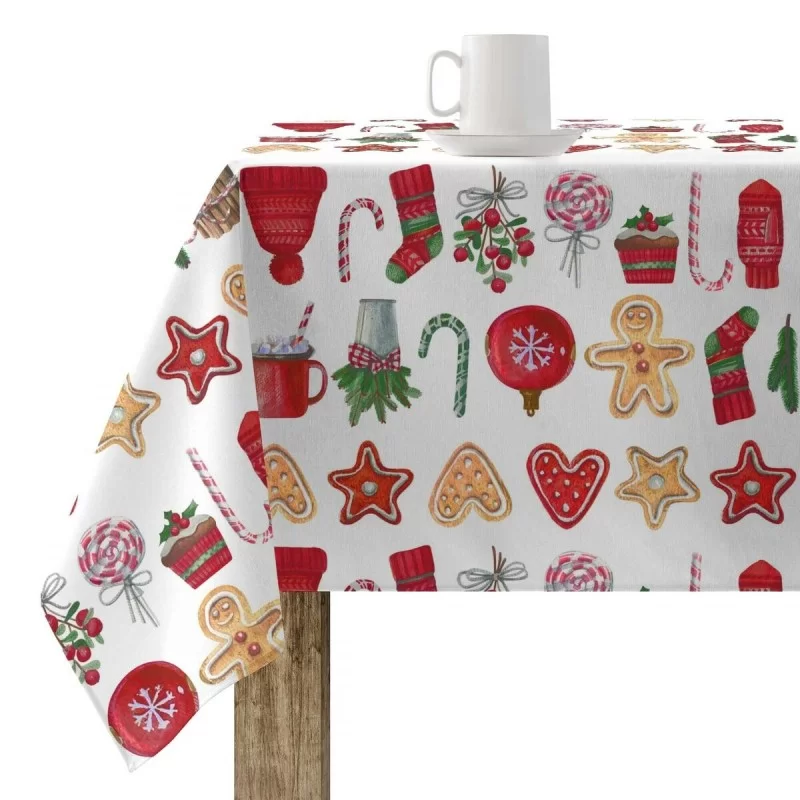 Stain-proof resined tablecloth Mauré Merry Christmas 140 x 140 cm