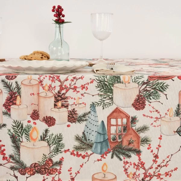 Stain-proof resined tablecloth Mauré Christmas 100 x 140 cm