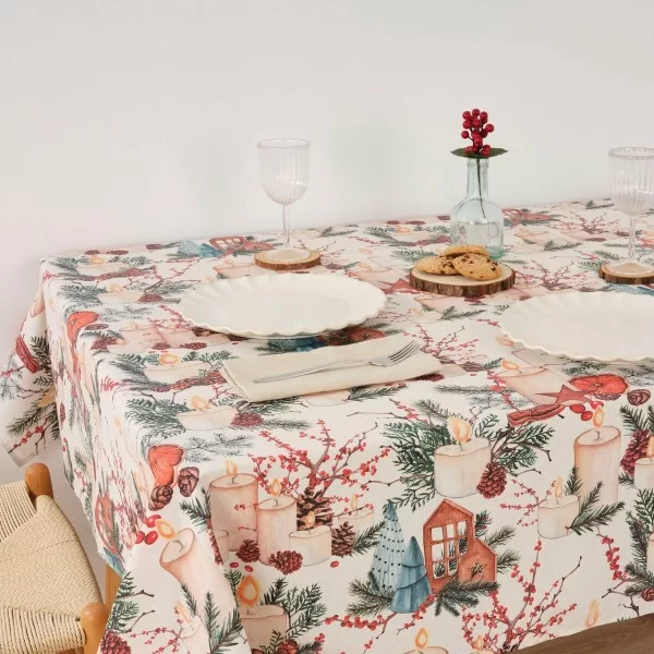 Stain-proof resined tablecloth Mauré Christmas 100 x 140 cm