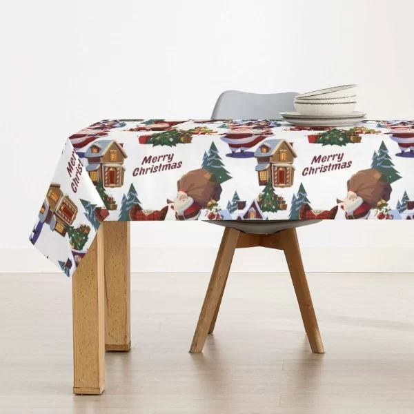 Stain-proof resined tablecloth Mauré Papa Noel 200 x 140 cm