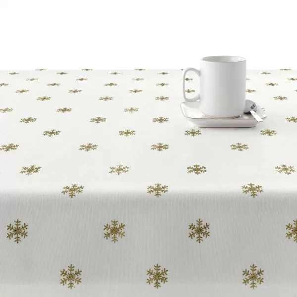 Stain-proof resined tablecloth Mauré Snowflakes Gold 140 x 140 cm