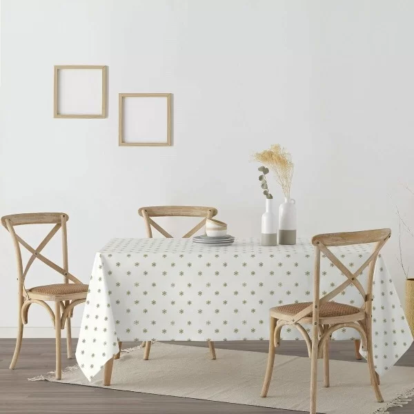 Stain-proof resined tablecloth Mauré Snowflakes Gold 200 x 140 cm