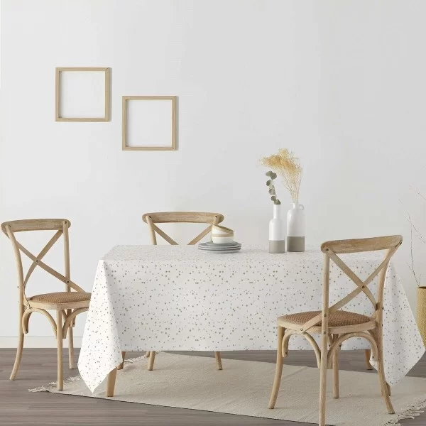 Stain-proof resined tablecloth Mauré Stars Gold 140 x 140 cm