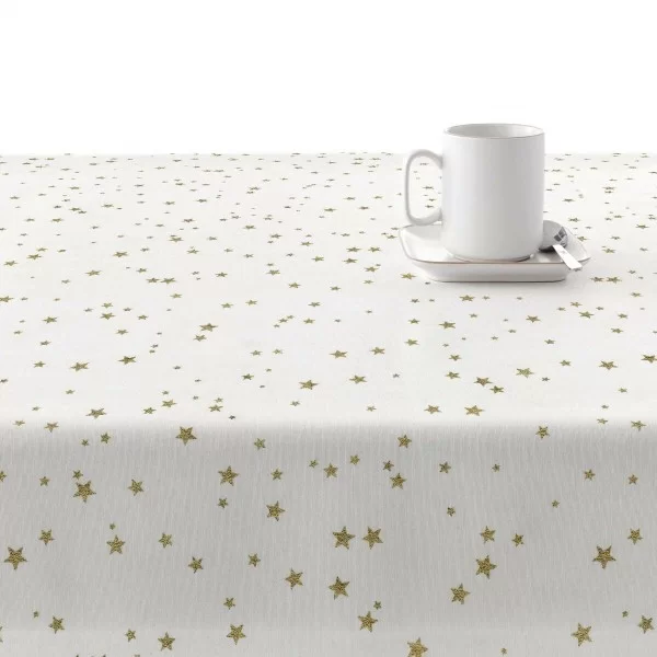 Stain-proof resined tablecloth Mauré Stars Gold 140 x 140 cm