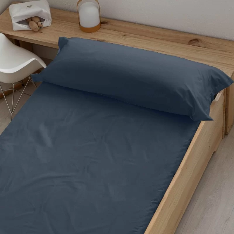 Fitted bottom sheet Ripshop Liso Navy Blue 140 x 200 cm