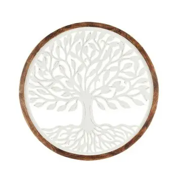 Wall Decoration White Brown Mango wood Tree of Life 90 x...