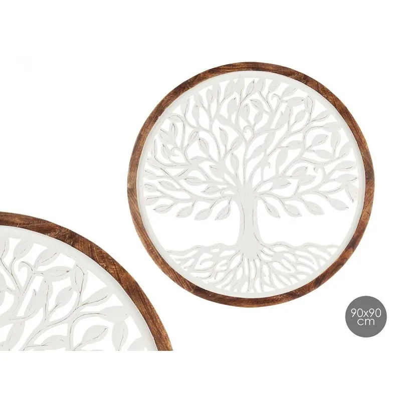 Wall Decoration White Brown Mango wood Tree of...