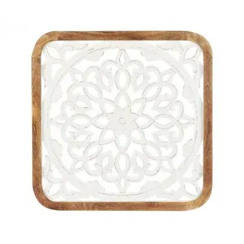 Wall Decoration White Brown Mango wood Mandala 90 x 90 x...