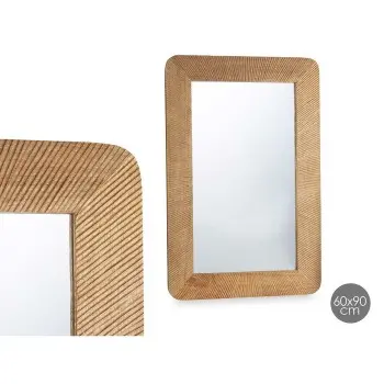 Wall mirror Brown Mango wood Stripes 90 x 60 x 2 cm 2