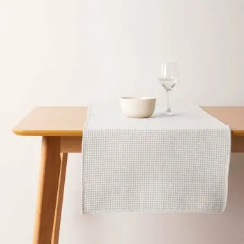 Table Runner Muaré Waffle Cream Natural 45 x 140 cm