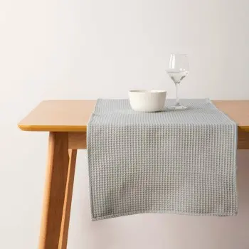 Table Runner Muaré Waffle Light grey 45 x 140 cm