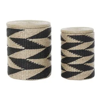 Laundry basket DKD Home Decor Black Natural MDF Wood 41 x...