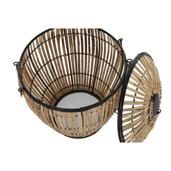 Set of Baskets DKD Home Decor Natural 48 x 48 x 55 cm Black Metal (2 Units)