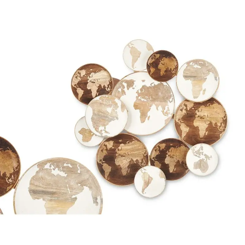 Wall Decoration White Brown Mango wood World...