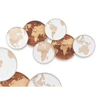 Wall Decoration White Brown Mango wood World Map 102 x 55... 2