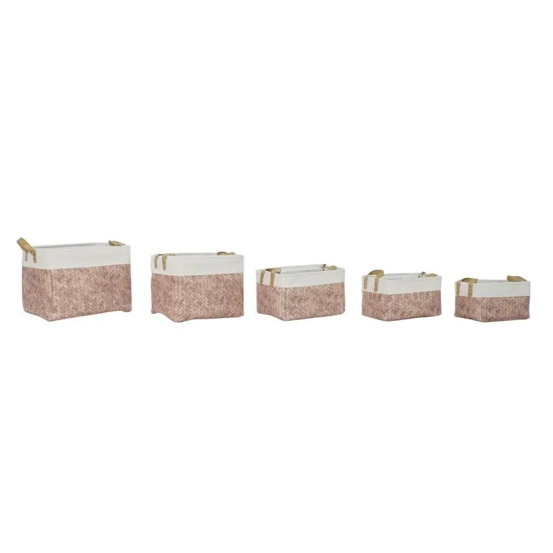 Basket set DKD Home Decor Canvas Polyester (40 x 30 x 32 cm)