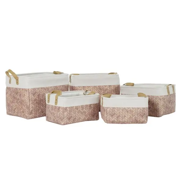 Basket set DKD Home Decor Canvas Polyester (40 x 30 x 32 cm)