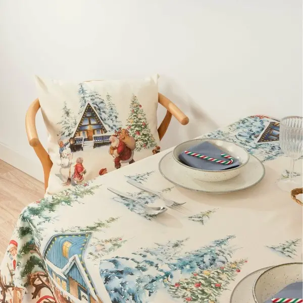 Stain-proof tablecloth Muaré Christmas Landscape 100 x 155 cm