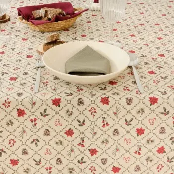 Stain-proof tablecloth Muaré Christmas Flowers 300 x 155 cm 2