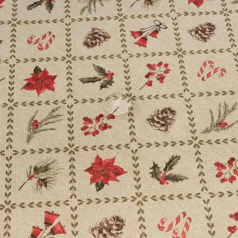 Stain-proof tablecloth Muaré Christmas Flowers...