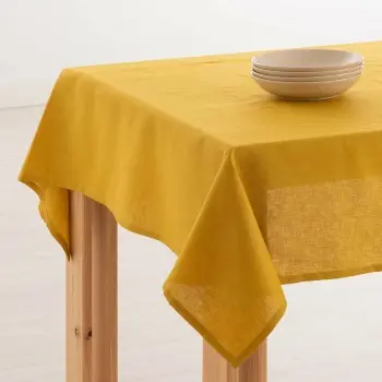 Tablecloth Muaré 300 x 150 cm Mustard 2