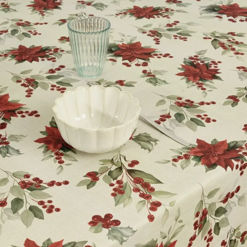 Stain-proof resined tablecloth Muaré Christmas...
