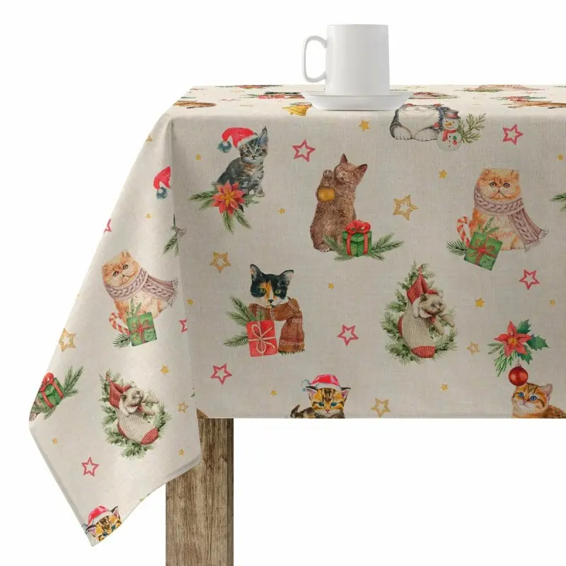 Stain-proof resined tablecloth Muaré Christmas 140 x 140 cm
