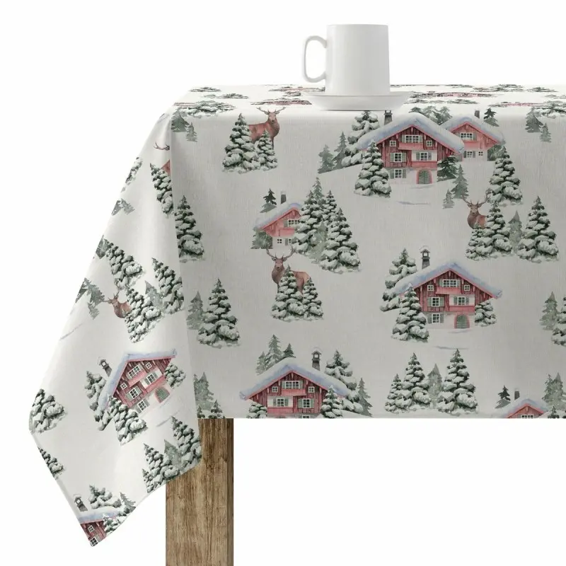 Stain-proof resined tablecloth Muaré Christmas 140 x 140 cm