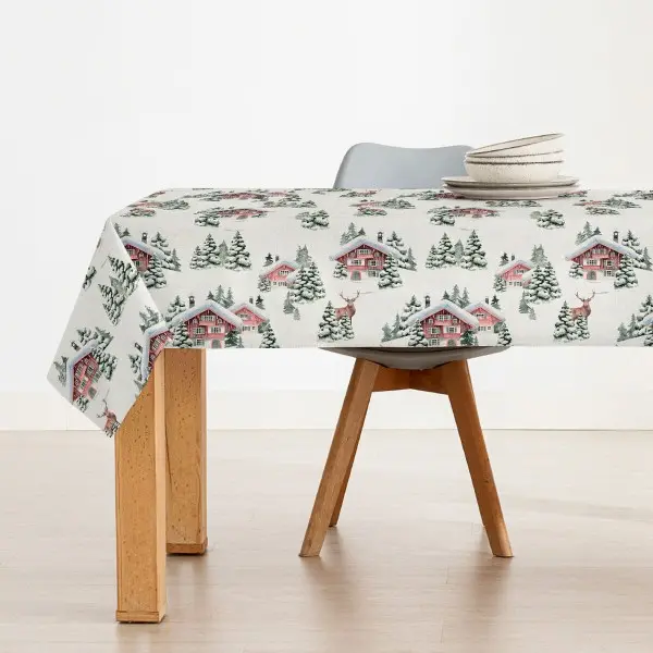 Stain-proof resined tablecloth Muaré Christmas 140 x 140 cm