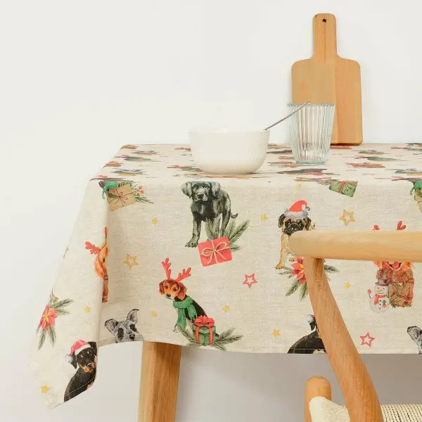 Stain-proof resined tablecloth Muaré Christmas 300 x 140 cm