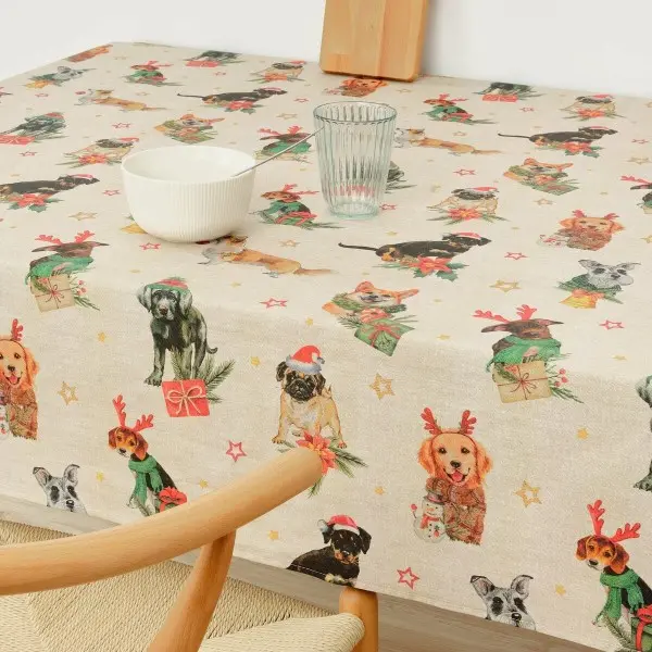 Stain-proof resined tablecloth Muaré Christmas 140 x 140 cm