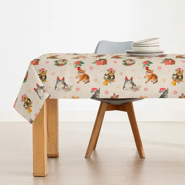 Stain-proof resined tablecloth Muaré Christmas 200 x 140 cm
