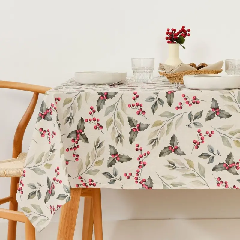 Stain-proof resined tablecloth Muaré Christmas 140 x 140 cm