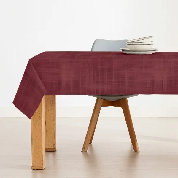 Stain-proof resined tablecloth Muaré 140 x 140 cm Burgundy