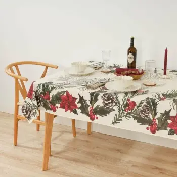Stain-proof resined tablecloth Muaré Christmas Flowers... 2