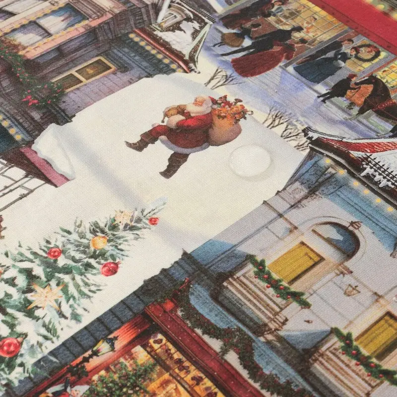 Stain-proof resined tablecloth Muaré Christmas City 250 x 140 cm