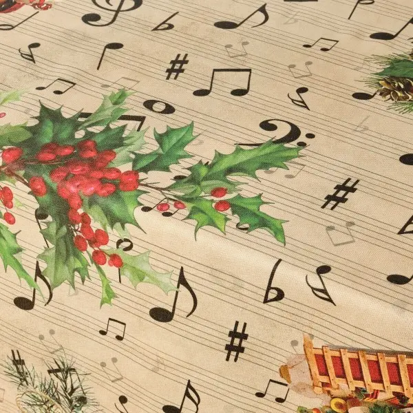Stain-proof resined tablecloth Muaré Christmas Sheet Music 300 x 140 cm