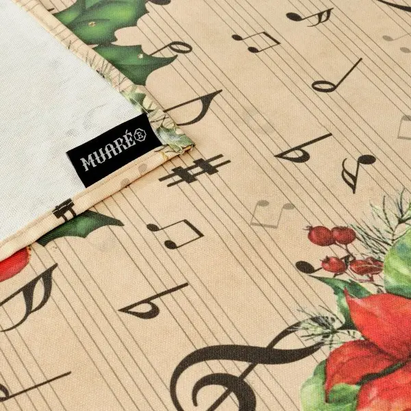 Stain-proof resined tablecloth Muaré Christmas Sheet Music 140 x 140 cm