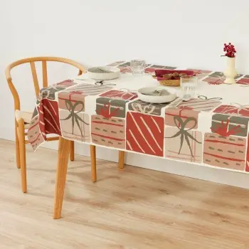Stain-proof resined tablecloth Muaré Christmas Present... 2