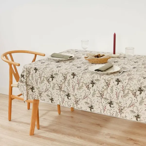 Stain-proof resined tablecloth Muaré Christmas Mistletoe 250 x 140 cm