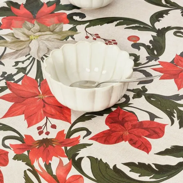 Stain-proof resined tablecloth Muaré Christmas Symetric 250 x 140 cm
