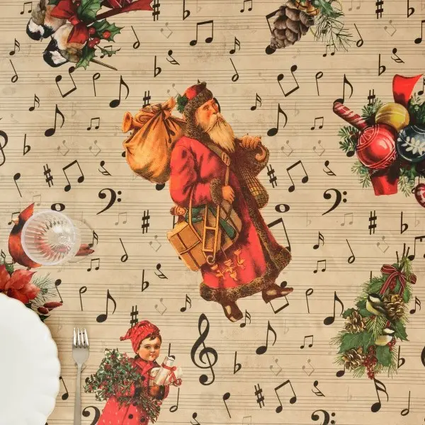 Stain-proof resined tablecloth Muaré Christmas Sheet Music 250 x 140 cm