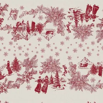 Stain-proof resined tablecloth Muaré Christmas Toile 100... 2