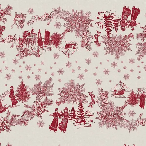 Stain-proof resined tablecloth Muaré Christmas Toile 300 x 140 cm