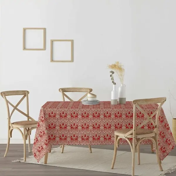 Stain-proof resined tablecloth Muaré Merry Christmas 100 x 140 cm