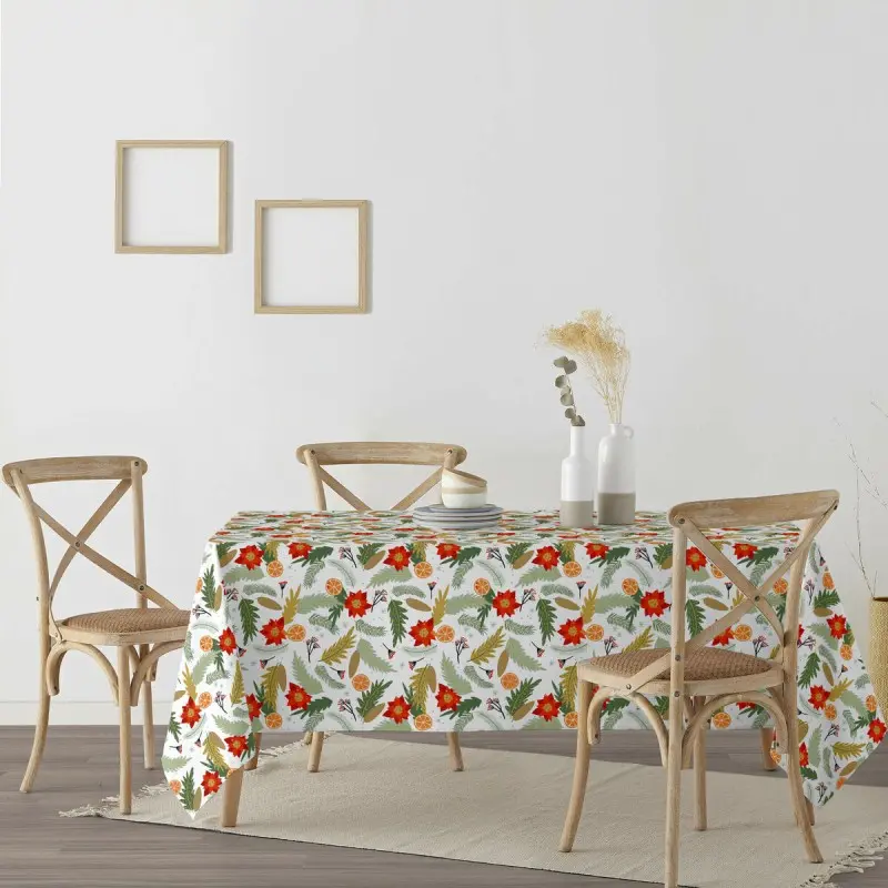 Stain-proof resined tablecloth Muaré Merry Christmas 140 x 140 cm