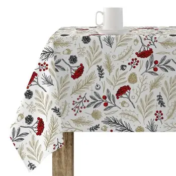 Stain-proof resined tablecloth Muaré Merry Christmas 140...
