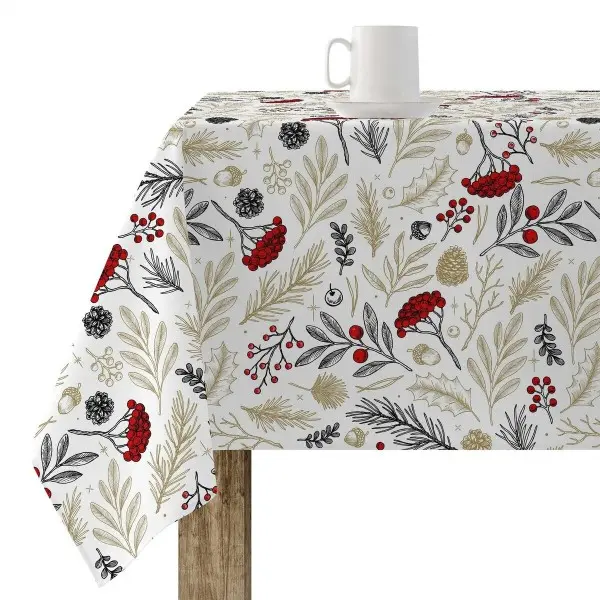 Stain-proof resined tablecloth Muaré Merry Christmas 140 x 140 cm