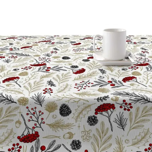 Stain-proof resined tablecloth Muaré Merry Christmas 140 x 140 cm